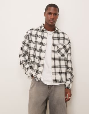 Asos Design Oversized Boxy Waffle Shirt In Multi
