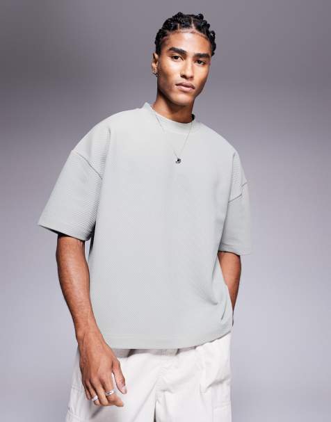 ASOS DESIGN oversized boxy waffle T-shirt in light green - view 1