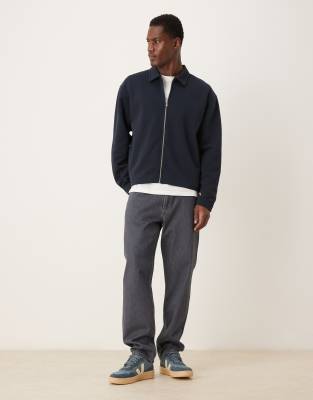 Asos Design Oversized Boxy Zip Through Harrington In Blue