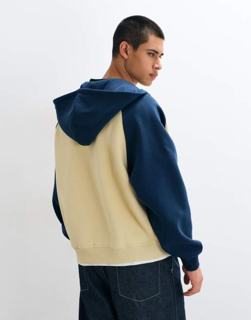 ASOS DESIGN oversized boxy zip through hoodie with contrast raglan sleeves in yellow - YELLOW, 5 of 9