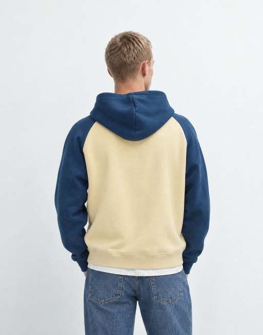 ASOS DESIGN oversized boxy zip through hoodie with contrast raglan sleeves in yellow - YELLOW, 6 of 9