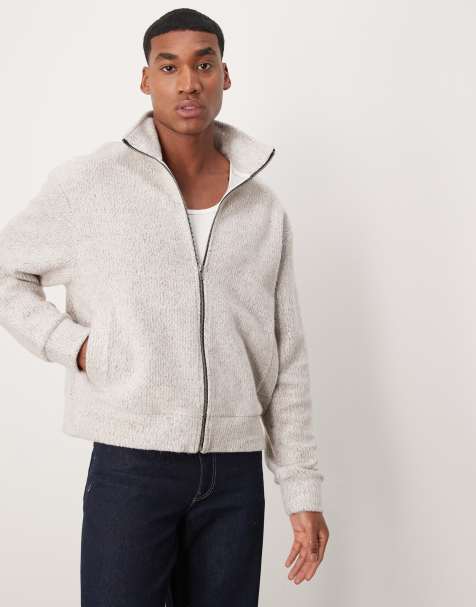 ASOS DESIGN oversized boxy zip through jacket in soft touch fleece in cream  - view 1