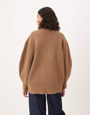 Asos Design Oversized Boyfriend Cardigan With Structured Yarn In Brown