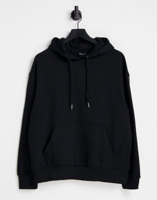 Asos Design Cotton Super Oversized Boyfriend Hoodie In Black - Black In Black