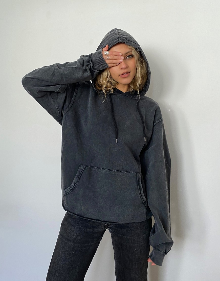 ASOS DESIGN - Oversized boyfriend-hoodie in gewassen zwart