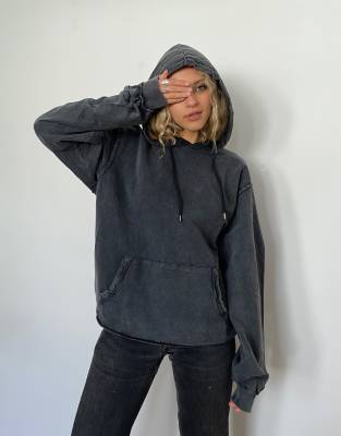 ASOS DESIGN oversized boyfriend hoodie in washed black