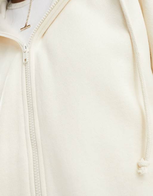 ASOS DESIGN - Oversized boyfriend hoodie met rits in crème, 3 van 4