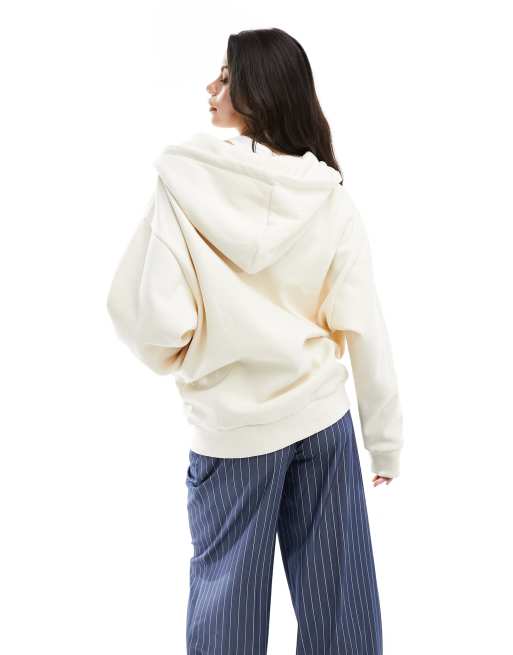 ASOS DESIGN - Oversized boyfriend hoodie met rits in crème, 4 van 4