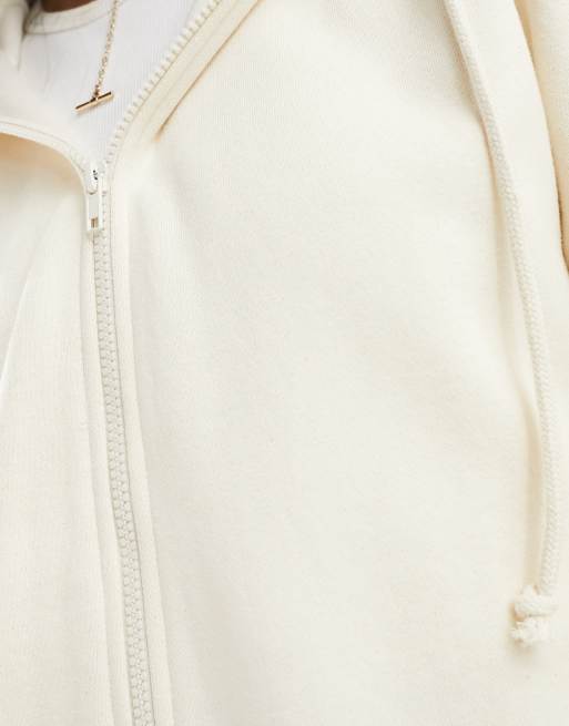 Cream zip online hoodie