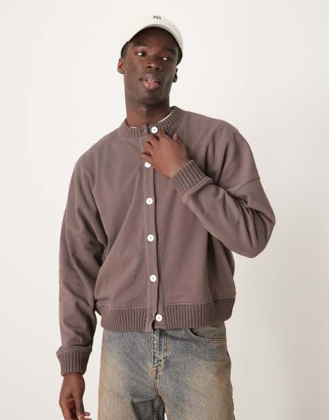 ASOS DESIGN - Oversized brun bomber-jakke med sænkede skuldre og firkantet pasform - view 1