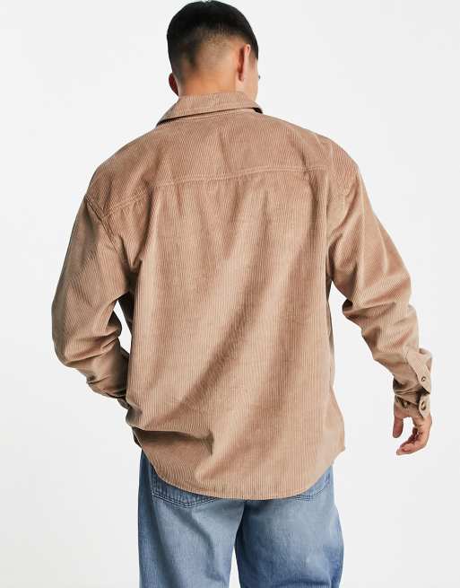ASOS DESIGN - Oversized brun fløjlsskjorte med dobbeltlommer i 90'er-stil, 2 af 4