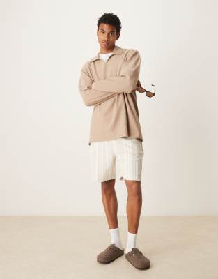 ASOS DESIGN - Oversized brun poloskjorte - view 1