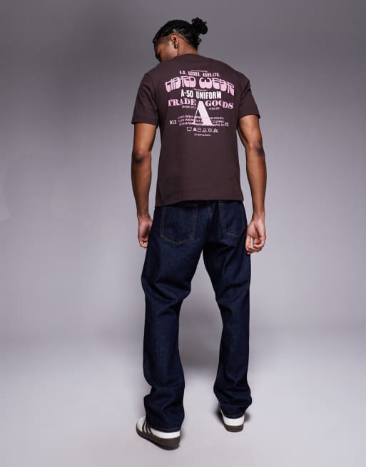 ASOS DESIGN - Oversized brun T-shirt med firkantet pasform og tekstprint, 2 af 5