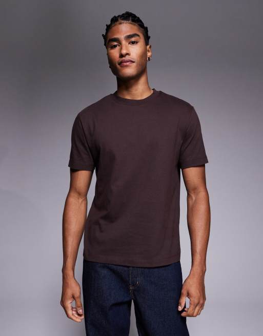 ASOS DESIGN - Oversized brun T-shirt med firkantet pasform og tekstprint, 3 af 5