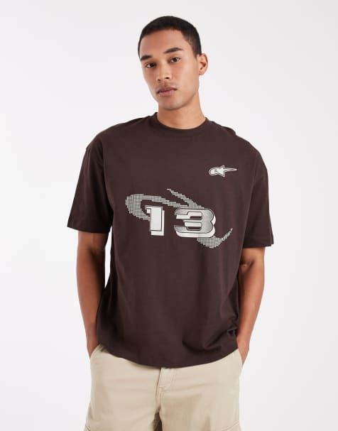 ASOS DESIGN - Oversized brun T-shirt med grafisk print - view 1