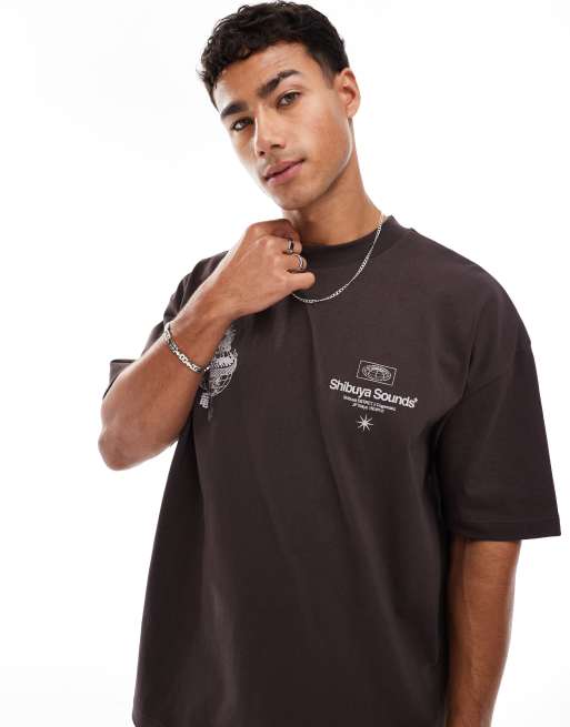 ASOS DESIGN - Oversized brun T-shirt med grafisk print, 4 af 4