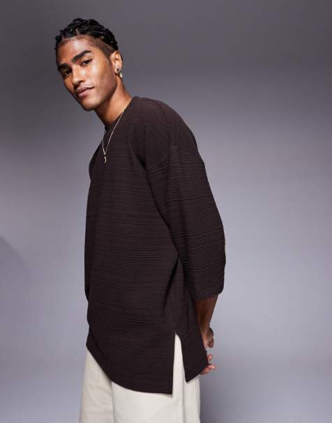 ASOS DESIGN - Oversized brun tekstureret T-shirt - view 1