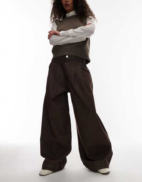 ASOS DESIGN - Oversized brune jeans med hesteskoformede ben - view 1