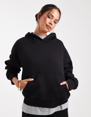 Asos Design Oversized Brushback Hoodie In Black