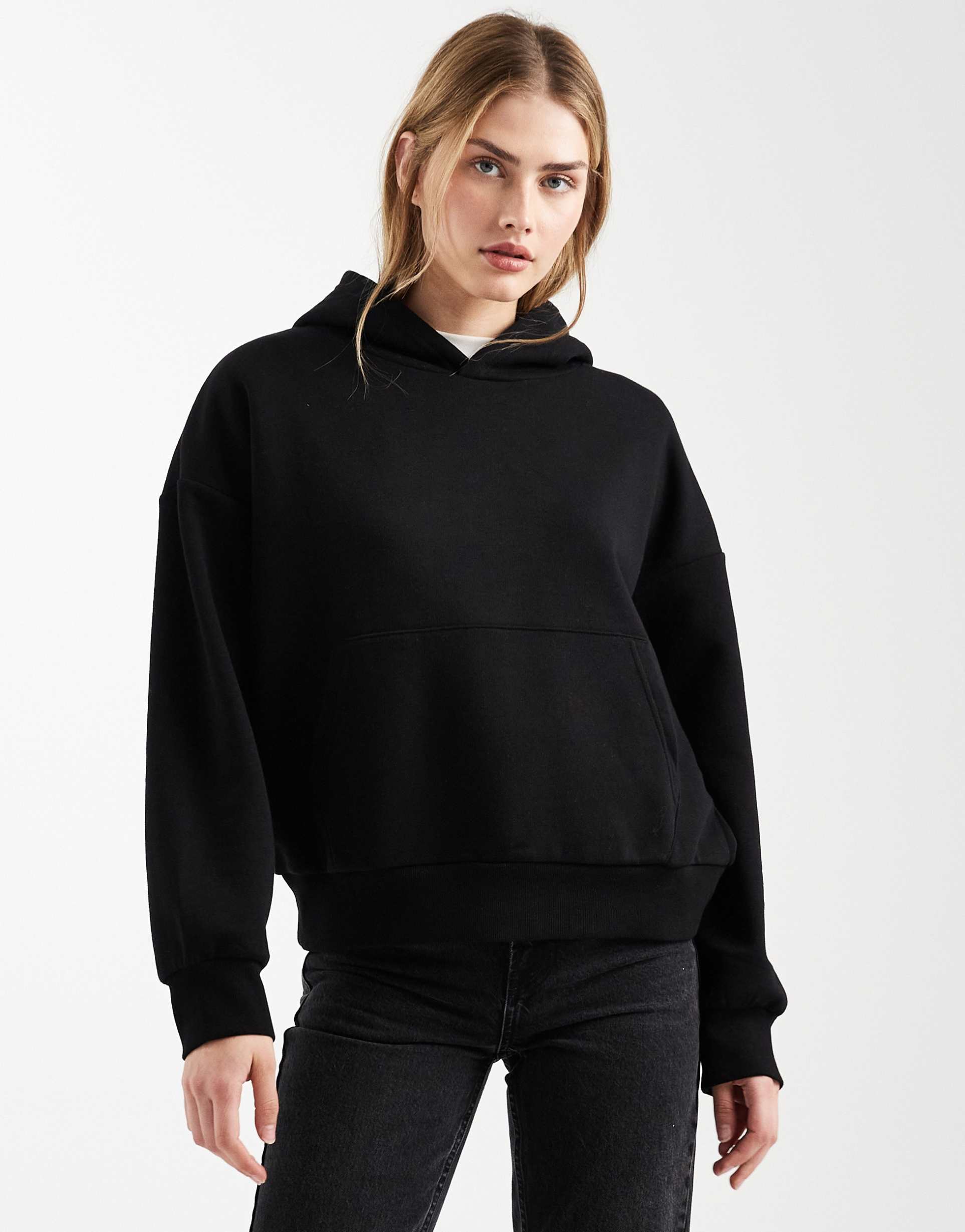 asos design oversized brushback hoodie in black