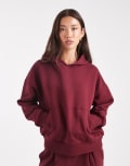 [ASOS DESIGN] ASOS DESIGN oversized brushback hoodie in burgundy-Red XS Burgundy