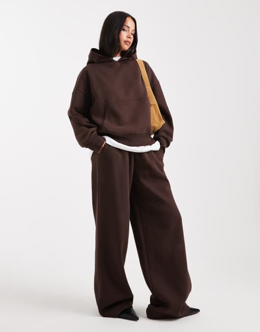 ASOS DESIGN oversized brushback hoodie in chocolate