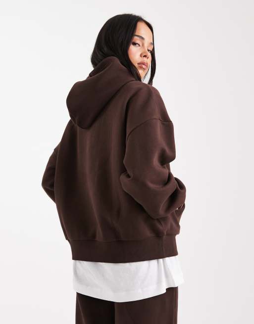 ASOS DESIGN oversized brushback hoodie in chocolate