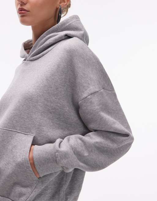 ASOS DESIGN oversized brushback hoodie in gray heather, 2 of 4