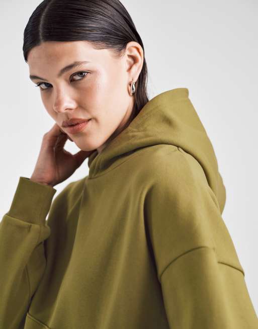 ASOS DESIGN oversized brushback hoodie in green, 3 of 4