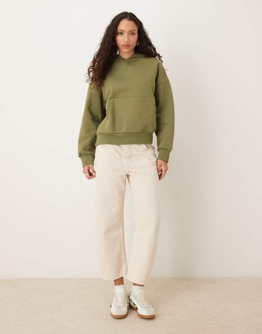 ASOS DESIGN - Oversized brushback hoodie in kaki, 4 van 4