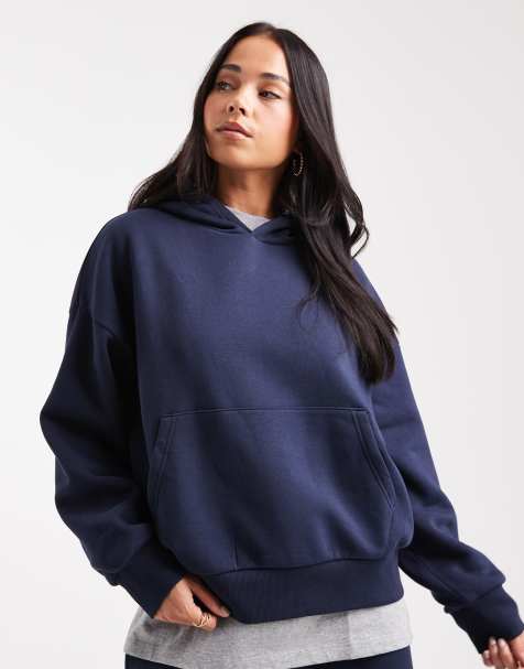 ASOS DESIGN oversized brushback hoodie in navy - view 1
