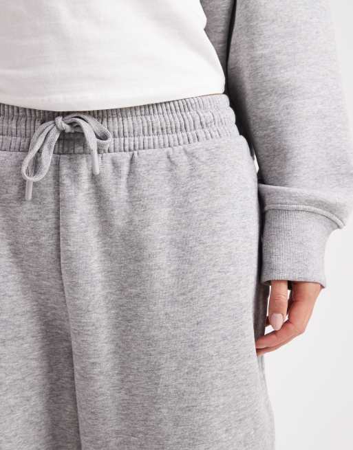 ASOS DESIGN oversized brushback jogger with turnback hem detail in grey marl, 5 of 5