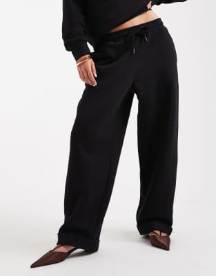 Asos Design Oversized Brushback Sweatpants With Cuffed Hems Detail In Black