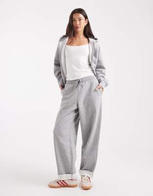 Asos Design Oversized Brushback Sweatpants With Turnback Hem Detail In Gray