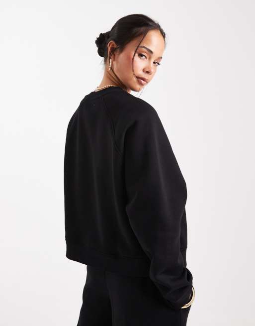 ASOS DESIGN - Oversized brushback sweatshirt met raglan detail in zwart, 4 van 4