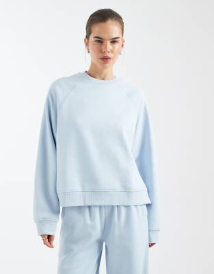 ASOS DESIGN oversized brushback sweatshirt with raglan detail in baby blue