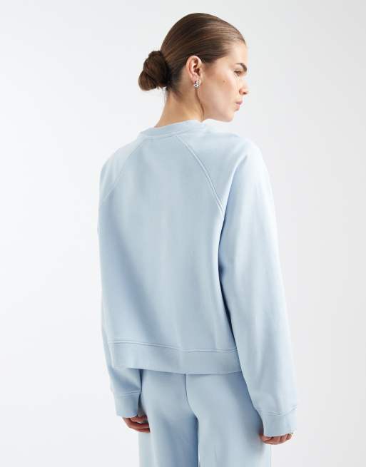 ASOS DESIGN oversized brushback sweatshirt with raglan detail in baby blue, 4 of 4