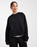 [ASOS DESIGN] ASOS DESIGN oversized brushback sweatshirt with raglan detail in black L BLACK