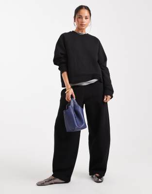 Asos Design Oversized Brushback Sweatshirt With Raglan Detail In Black