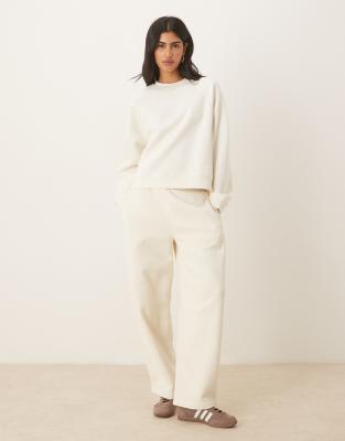 Asos Design Oversized Brushback Sweatshirt With Raglan Detail In White