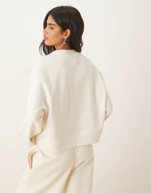 ASOS DESIGN oversized brushback sweatshirt with raglan detail in cream