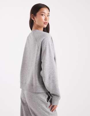 Asos Design Oversized Brushback Sweatshirt With Raglan Detail In Gray