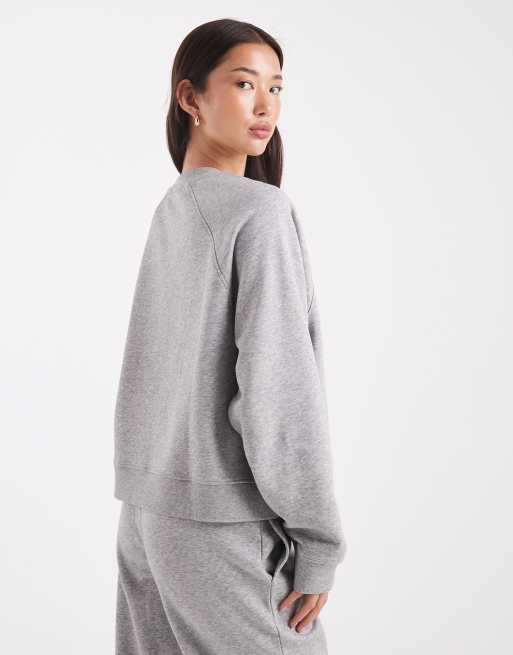 ASOS DESIGN oversized brushback sweatshirt with raglan detail in grey marl, 2 of 4