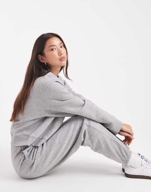 ASOS DESIGN oversized brushback sweatshirt with raglan detail in grey marl, 3 of 4