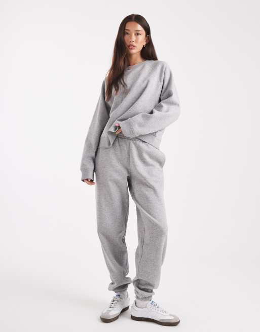 ASOS DESIGN oversized brushback sweatshirt with raglan detail in grey marl, 4 of 4