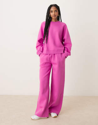 Asos Design Oversized Brushback Sweatshirt With Raglan Detail In Pink