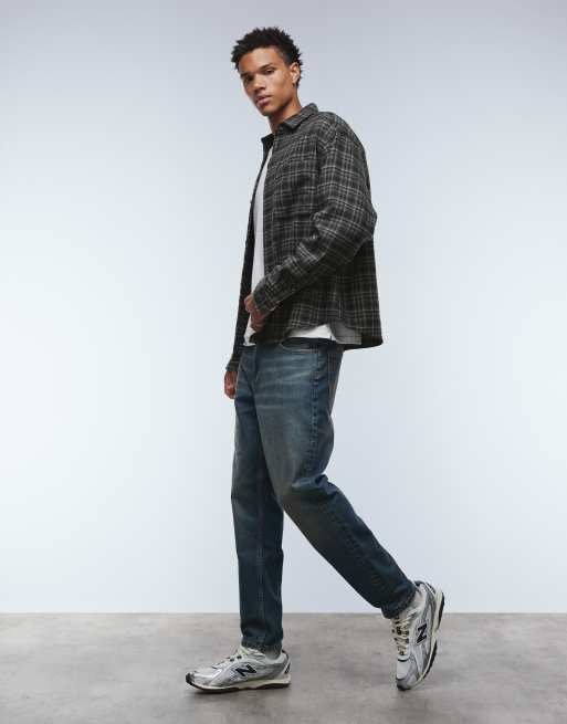 ASOS DESIGN oversized brushed check shirt in black, 2 of 5