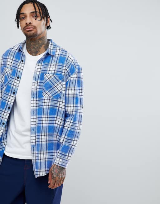 lasula oversized brushed check shirt