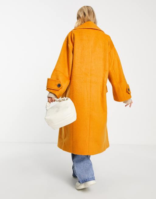 ASOS DESIGN oversized brushed chuck on coat in ginger | ASOS 