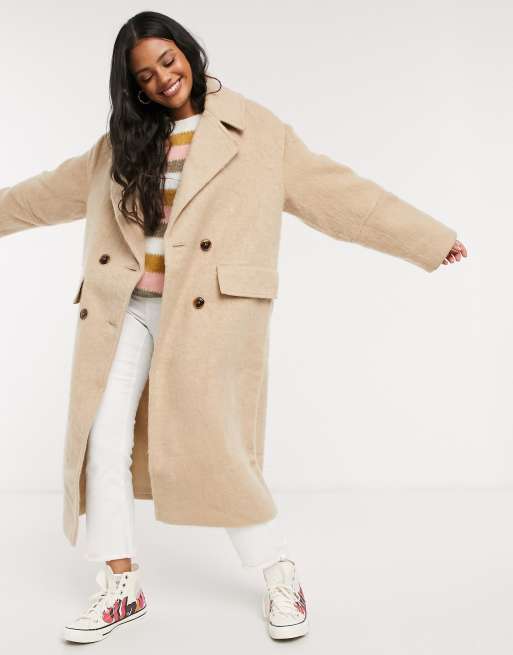 ASOS DESIGN oversized brushed coat in camel | ASOS